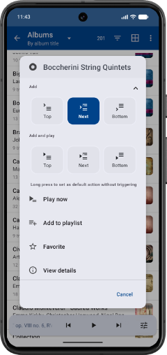 Add to queue expanded