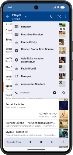Favorites quick links from player