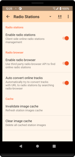 Radio stations settings