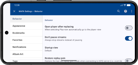 Settings landscape orientation