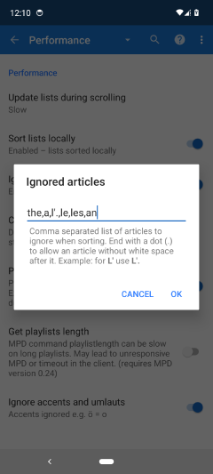 Sort ignore articles