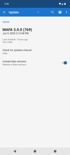 Update settings